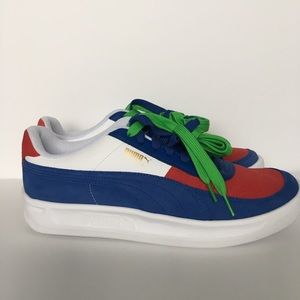White Blue and Red Puma Shoes